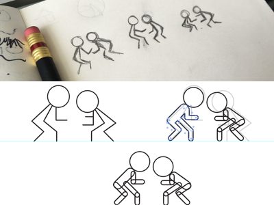 Wrestling Icon Process custom design icons process sketching ui wrestling