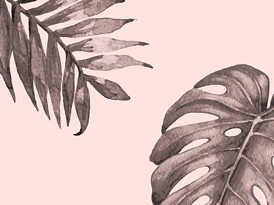 Tropical design illustration leaves palm tree pastel pink tropical vibe watercolor