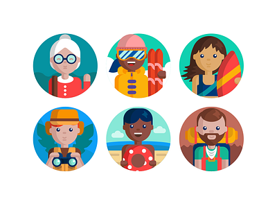 Travel People Icons avatar avatar icons avatars coloured icons design flat icons icons illustration people icons profile avatar icons travel icons travel people icons vector