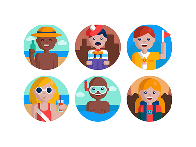 Travel People Icons coloured icons design flat icons icon icons illustration profile avatar icons