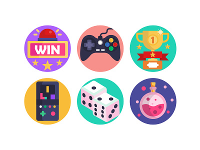 Gaming Vectors coloured icons flat icons gaming icons icons illustration vector art vectors vectors download video games