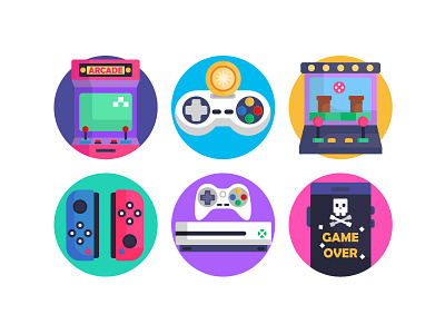 Gaming Flat Icons coloured icons controllers flat icons game over games games design gameshow ps player slot machine vectors video games