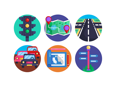 Map Icons cars icons design design vectors direction flat icons icons pack map orientation street signs traffic light ui ux vectors