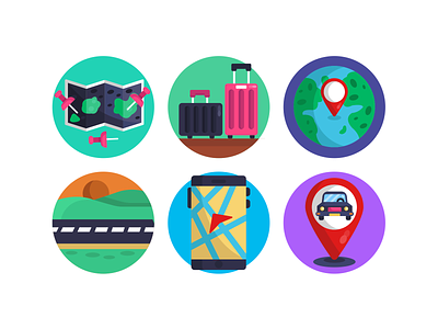 Map and GPS Flat Icons