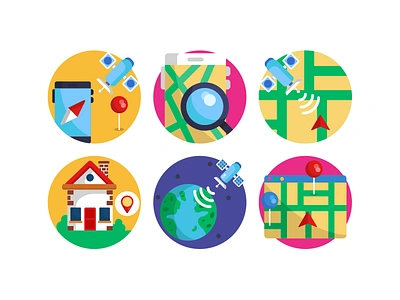 Satellite Icons flat icons geolocation gps house location icons icons pack localization location pin map navigation route satellite satellite icons