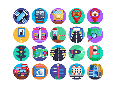 Navigation Icon Pack building bus car city icon design directions flat icons gas station gps gps vectors house icon pack map icon navigation orientation routes satellite street signs streets train