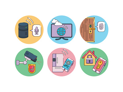 smart home Iot smart devices flaticons internet of things internetofthings smart lock smart object smart technology video camera