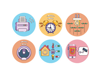 smart home Iot smart devices flat design icons internet of things smart home surveillance