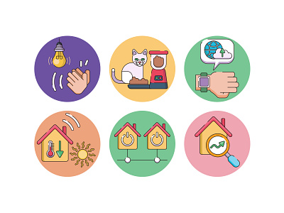 smart home Iot icons network smart food smart home smart object smart watch