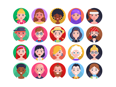 Avatar Icons avatar avatar design avatar icons avatars coloured icons design flat icons icon icons icons pack vector vectors