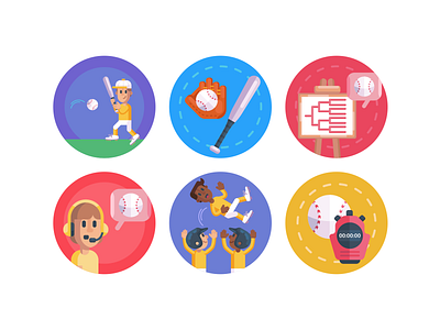 Baseball Icons baseball baseball bat baseball cap baseball card baseball hat coloured icons flat icons icon icons icons pack vector vectors