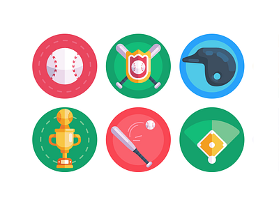 Baseball Icons baseball baseball bat baseball cap baseball card baseball hat coloured icons flat icons icon icons vector vectors