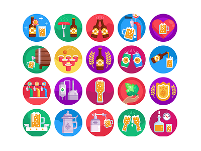 Beer Icons beer beer art beer branding beer can beer label coloured icons flat icons icon icons icons pack vector vectors