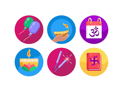 Diwali Icons coloured icons diwali firecracker firecrackers flat icons hindu hindu god hinduism icon icons icons pack vector vectors