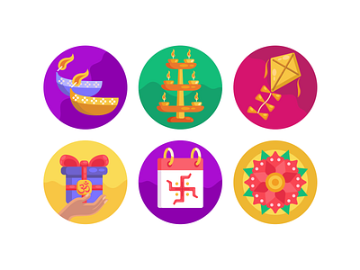 Diwali Icons coloured icons diwali flat icons gift box gift card gifts hindu hinduism icon icons icons pack vector vectors