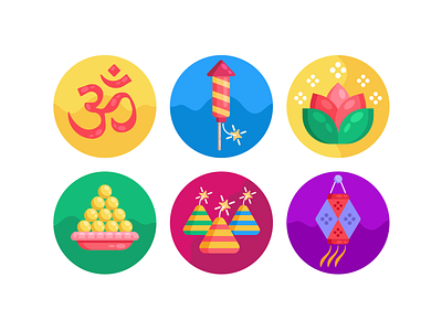 Diwali Icons coloured icons diwali flat icons gift box gift card gifts hindu hinduism icon icons icons pack vector vectors