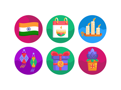 Diwali Icons coloured icons diwali flat icons gift box gifts hindu hinduism icon icons icons pack vector vectors