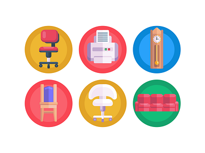 Furniture Icons coloured icons flat icons furniture furniture app furniture store icon icons icons pack kitchenware office chair utensils vector vectors