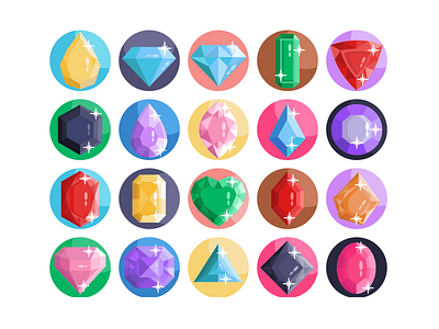 Gemstones Icons coloured icons diamond diamondbacks diamonds flat icons gemstone gemstones icons icons pack vector vectors