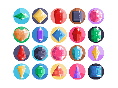 Gemstones Icons coloured icons diamond diamonds flat icons gemstone gemstones icon icons icons pack vector vectors