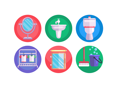 Furniture Icons bucket clothes coloured icons flat icons icon icons icons pack mirror sink toilet vector vectors