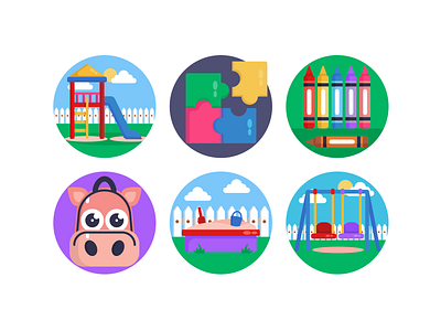 Kindergarden Icons childhood coloured icons flat icons icon icons icons pack kindergarden kindergarten learning vector vectors