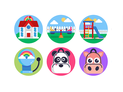 Kindergarden Icons childhood coloured icons flat icons icon icons icons pack kindergarden kindergarten vector vectors