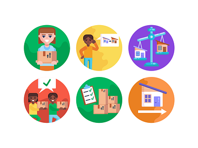 Moving Home Icons check list coloured icons delivery boxes delivery truck design flat icons icon icons icons pack moving home moving truck vector vectors