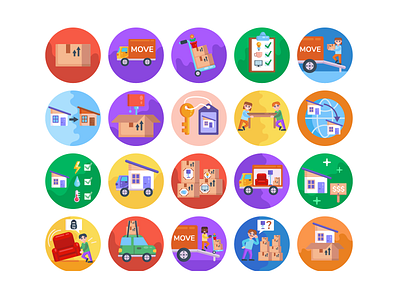 Moving Home Icons coloured icons delivery flat icons icon icons icons pack mover truck moving home moving home company new home truck vector vectors