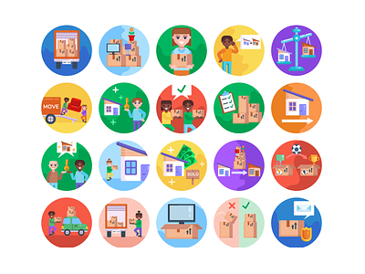 Moving Home Icons box buying decision car coloured icons flat icons goods icon icons icons pack moving home park sold house truck vector vectors