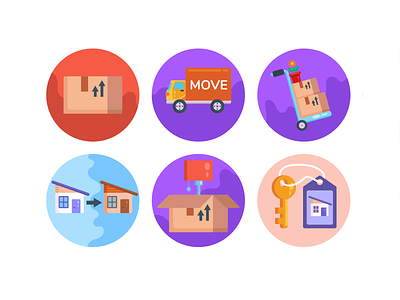 Moving Home Icons box coloured icons flat icons icons icons pack lamp shade moving home moving truck truck vector vectors