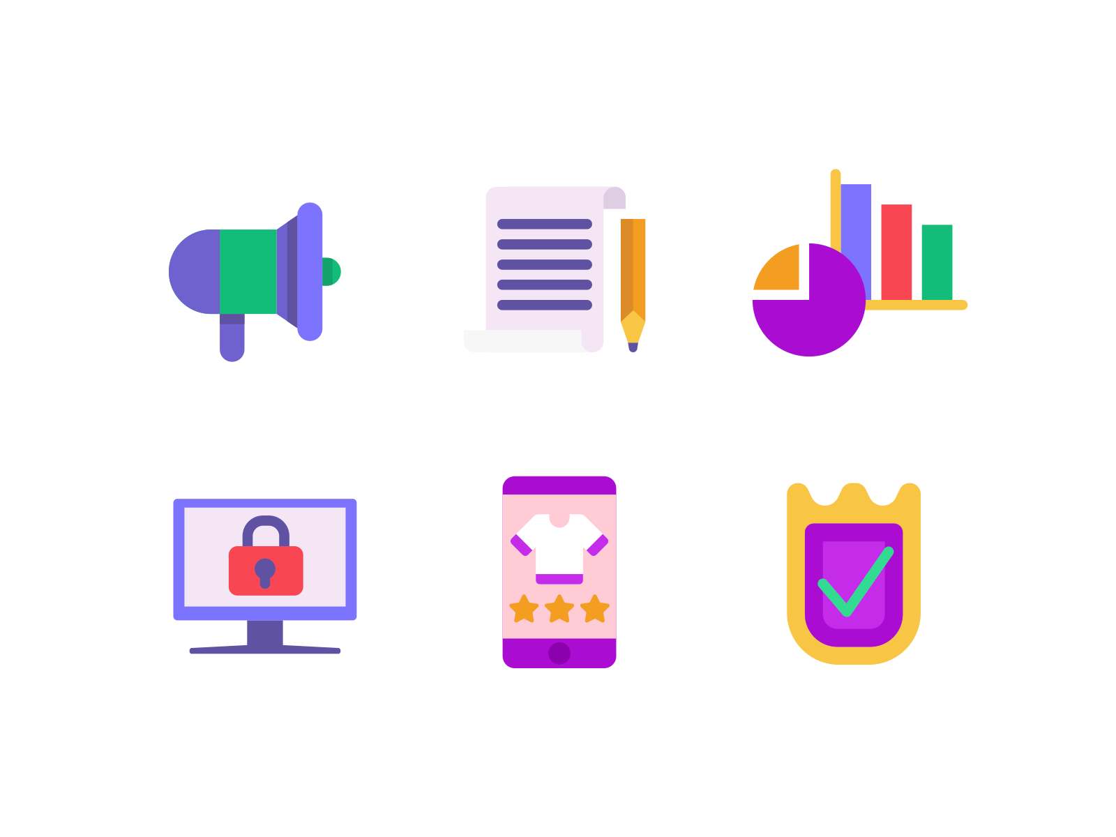 Ecommerce Color coloured icons ecommerce flat icons icon icons icons pack rate rating review shopping basket shopping cart vector vectors