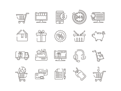 Ecommerce Line Icons ecommerce ecommerce shop flat icons icon icons icons pack online shopping shopping basket shopping cart vector vectors