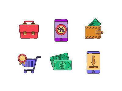 Ecommerce Line and Color coloured icons ecommerce flat icons icon icons icons pack online shopping shopping cart shopping list vector vectors