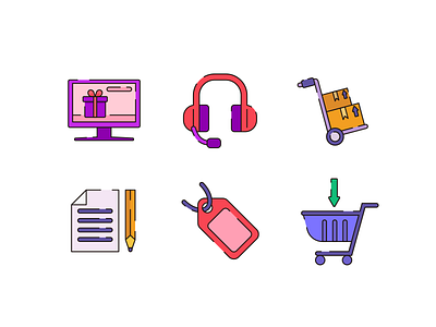 Ecommerce Line and Color coloured icons ecommerce flat icons icon icons icons pack online shopping shopping basket shopping cart vector vectors