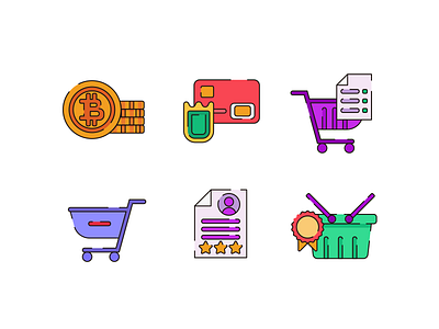 Ecommerce Line and Color coloured icons ecommence flat icons icon icons icons pack online shopping shopping basket shopping cart vector vectors