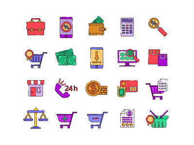 Ecommerce Line and Color coloured icons ecommerce flat icons icon icons icons pack shopping online vector vectors