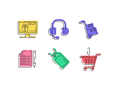 Ecommerce Style Icons coloured icons ecommerce flat icons icon icons icons pack online shopping online store shopping cart vector vectors