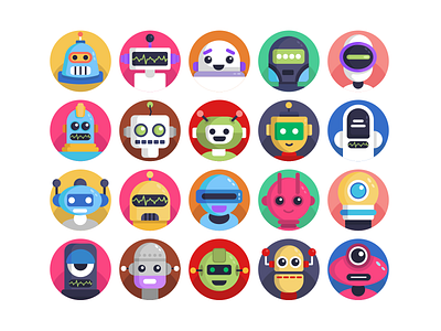Robot Avatar Icons avatar avatar icons avatars coloured icons flat icons icon icons icons pack vector vectors