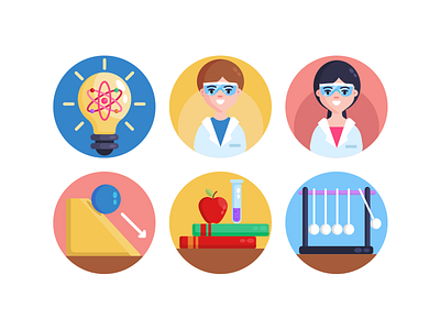 Science Icons coloured icons education flat icons icon icons icons pack school science science and technology vector vectors