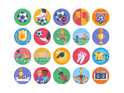 Soccer Icons coloured icons flat icons football footballer icon icons icons pack referee scoreboard soccer sports sportswear trophy vector vectors