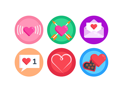 Heart Icons coloured icons flat icons heart icon icons icons pack love romance romantic valentines vector vectors