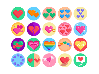 Heart Icons coloured icons flat icons heart hearts icon icons icons pack love romance romantic valentines vector vectors