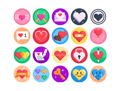 Heart Icons coloured icons flat icons heart hearts icon icons icons pack love romance romantic vector vectors