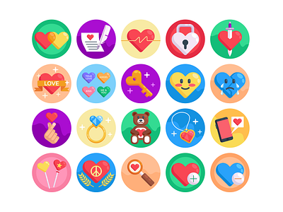 Heart Icons coloured icons flat icons hearts icon icons icons pack love romance romantic valentines vector vectors