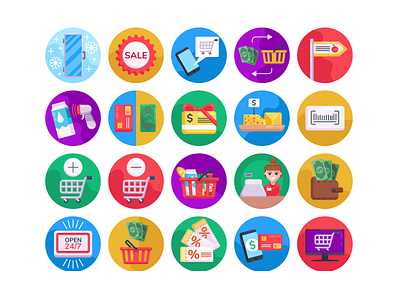 Supermarket Icons coloured icons coupons ecommerce flat icons icon icons icons pack shopping bag shopping basket supermarket vector vectors voucher