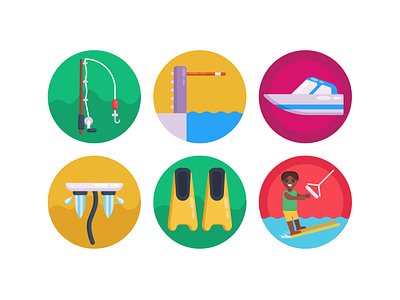Water Sports Icons coloured icons flat icons icon icons icons pack sports vector vectors watersport watersports