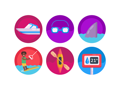 Water Sports Icons coloured icons flat icons icon icons icons pack sports vector vectors waterski watersport watersports