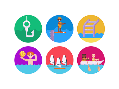 Water Sports Icons boating coloured icons flat icons icon icons icons pack sail sports vector vectors waterski watersport watersports