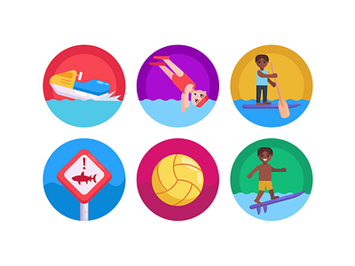 Water Sports Icons coloured icons flat icons icon icons icons pack ski sports vector vectors waterski watersport watersports